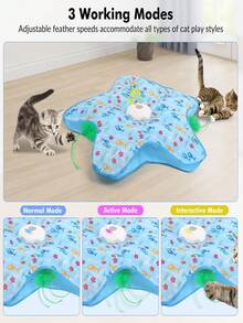 Interactive Cat Toys With Feather Stick Hide And Seek Simulated Motion Of Real Prey Animal Sounds Fun & Interactive Play Game Pet Toy - 霧霾藍 - 查看 3