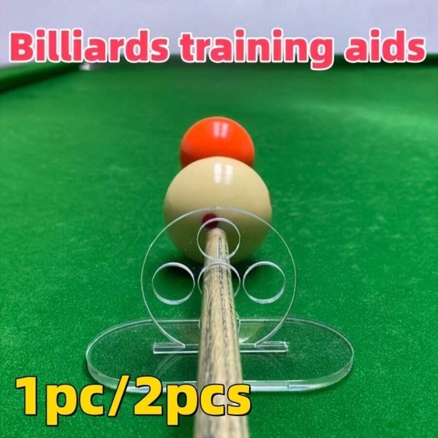 1pc/2pcs Billiard Training Aid, Billiard Cue Aiming Trainer, Snooker Sports Training Tool, Improve Accuracy And Skill, Durable Acrylic Material, Suitable For Billiard Enthusiasts, Billiard Accessories - White - View 1