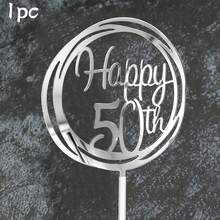 3pcs/1pc Gold Acrylic "16th 30th 40th 50th 60th 80th" Birthday Cake Topper Circular Frame, Birthday Party Decorations - Multicolor - View 23