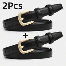 2 Packs Casual Fashion Belt With Simple And High-End Feel, Needle Buckle Double Loop Belt Suitable For Daily Wear - Multicolor - View 8