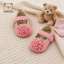 RABEISIR Infant Flat Shoes, Infant Flower Ball Shoes, Fashionable & Soft, Wedding Shoes, Holiday Shoes, Suitable For All Seasons - Pink - View 9