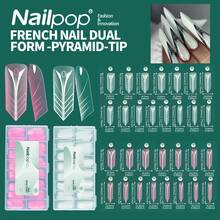 150pcs Transparent/Red French Nail Extension Mold Box, Acrylic Gel Quick Modeling Full Coverage Nail Extension Top Molds - Multicolor - View 1