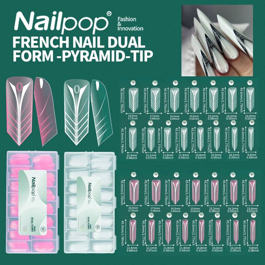 150pcs Transparent/Red French Nail Extension Mold Box, Acrylic Gel Quick Modeling Full Coverage Nail Extension Top Molds - Multicolor - View 1