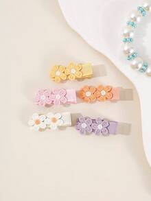 12pcs/Set Baby Girl Dopamine Style Cute Flower & Heart Hair Clips, Non-Damaging, Suitable For Holidays And Daily Use Y2 - 彩色 - 查看 5