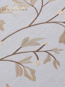HXARTMIS 1pc Tassel Embroidered Floral Faux Linen Table Runner, Pastoral Green Leaf And Vine Pattern, Washable Long Tablecloth, Suitable For Dining Room, Coffee Table, Wedding, Party And Home Decor - White/Coffee - View 3