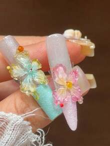 3D Flower Charms Nail Art Silicone Mold Plumeria & Butterfly Design Easy-To-Use Nail Mold Reusable Carving Mould For DIY Manicure Sculpting Tool - Clear - View 5
