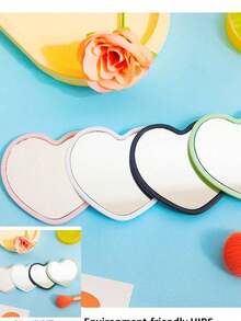 6/1 Heart-Shaped Portable Pocket Mirror, Modern Minimalist Design, High-Definition Imaging, Mini Makeup Mirror, Dorm Essential. Suitable For Back To School, Summer, Halloween And Christmas. - Multicolor - View 5