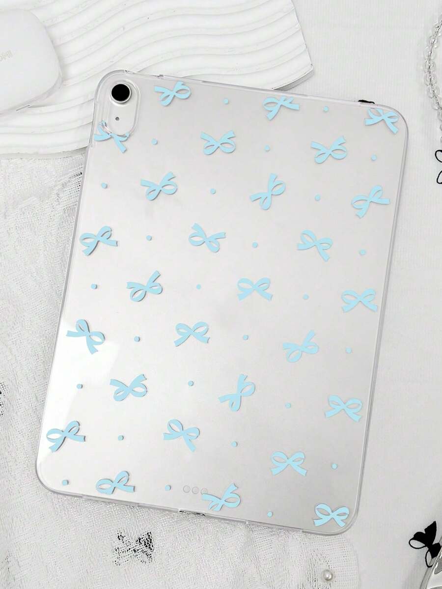1pc TPU Soft Shell Light Blue Bow & Polka Dot Pattern Painted Tablet Case Compatible With IPad Mini1/2/3/Mini4/Mini5/Mini6/Mini7/Air/Air2/9.7/10.2/10.5/Air4/Air5/10.9/Pro 11 Inch/10th Gen/Air 11-In.(M2)-2024/Pro11-In.(M4)-2024/Air 11-Inch (M3) 2025/Pad (A16) 11 Inch 11th Generation 2025 Models Compatible With Samsung A7/A8 Models Lightweight Ultra-Thin Soft Shell Aesthetic/Personalized/Creative/Cute TPU Tablet Protective Single Case Transparent Tablet Case No Pen Slot Model Product Does Not Include Pen - Baby Blue - View 1