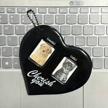 1pc Heart-Shaped Double-Grid Large Head Ins Minimalist Decorative Creative Bag Charm Pendant Gift For Best Friend, Boyfriend, Girlfriend, Sweet Cool Style, Lightweight Compact Portable Suitable For Campus, Commute And Outdoor Use - Multicolor - View 7