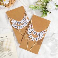 Rustic Just Married Wedding Cake Topper – Vintage Paper Banner, Pre-Assembled Decoration For Wedding Cakes, Cookie Towers & Dessert Displays - Just Married - View 7