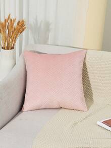 Quilted Velvet Throw Pillow Cover, Soft Plush Textured Decorative Cushion Case, Solid Color Wave & Dot Pattern Pillow Cover For Sofa Couch Bedroom, Cozy Home Decoration - Pink - View 15