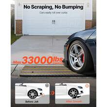 Car Driveway Rubber Curb Ramp, 33069 Lbs Load Capacity, 2.6 Inch Rise Curbside Bridge Ramp With Yellow Reflective Strips, Suitable For Loading Dock, Warehouse, Garage, Sidewalk (1 Pack) - 33069 Lbs - View 2