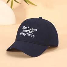 1pc Retro Letter Embroidered Baseball Cap For Women, Summer Wide Brim, Flattering Face, Versatile Cap - I'm Lazy - View 13
