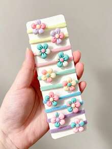 1 Set Girls Cute Floral Hair Scrunchies, Sweet Hair Accessories, Suitable For School And Daily Wear, Random Color - Multicolor - View 4