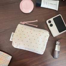 Ins Pastoral Style Floral Polka Dot Plaid Print Makeup Bag, Cute Fabric Zipper Portable Storage Pouch - Coin Purse - View 15