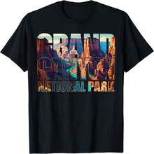 Grand Canyon National Park Hiking Souvenir Arizona Bold Text T-Shirt - Black - View 7