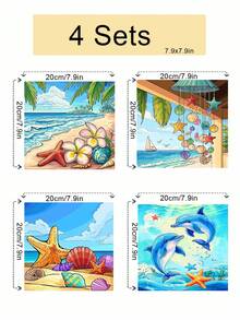 1件/4件裝 海洋海星鯨魚主題 DIY數字油畫 手作成人居家裝飾節日禮物 - 20x20 - 查看 2