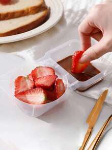 1pc / 5pcs / 10pcs Minimalist Dual-Compartment Snack Storage Box, Leak-Proof Lid, Reusable, Divided Design For Portion Control; Sturdy And Durable, Versatile Use For Storing Spices, Dried Goods, Various Snacks; Suitable For Kitchen, School, Travel, Camping, Picnic And Daily Home Use, Practical Life Essential, Also Perfect As Gift For New Year, Valentine's Day, Mother's Day, Father's Day, Graduation Season, Back To School - Multicolor - View 5