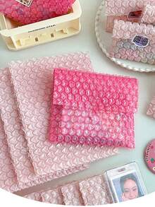10-Piece Set Holiday Gift Bubble Bags, Pink/Red Gift Shipping Bags, Suitable For Post-Holiday Gift Protection And Storage. Bubble Buffer Packaging Bags, Shockproof, Portable, Suitable For Transportation And Packaging, Honeycomb Packaging Bags. - Multicolor - View 6