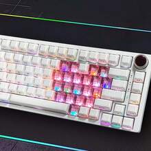 Juego de 21 teclas en blanco sin letras ni patrones de PC transparente, diseño en forma de corazón, estilo Y2K lindo con retroiluminación RGB, teclas personalizadas compatibles con interruptores MX universales para teclados mecánicos de juego del 60%, 65% y 75%, múltiples colores semitransparentes disponibles - Ver 2