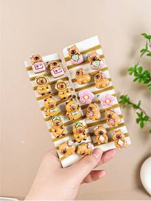 5/10/20/30Pcs Cute Capybara Terry Cloth Hair Tie Set, Suitable For Daily Use Clothing Accessories, Girls Hair Accessories - Multicolor - View 7