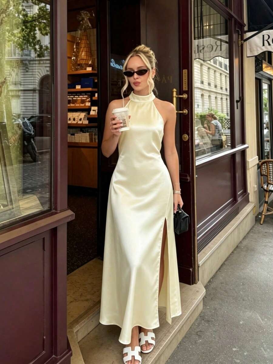 SAOYANGYU Women's Long Dress Solid Color Elegant Lace Patchwork Party Summer