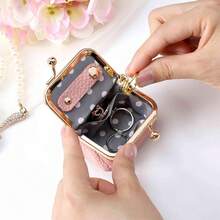 Personalized Name Birth Flower Travel Jewelry Storage Box, Mini Kiss Lock Jewelry Storage Bag, Customized Name Storage Bag, Birthday Mother's Day Bridesmaid Gift - Multi-color Genuine Leather Ring Bag - View 5