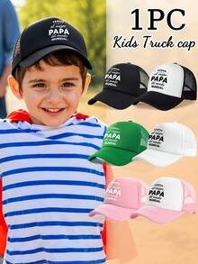 1 pièce Casquette de camionneur à imprimé lettres pour enfants, casquette de baseball en maille respirante, casquette décontractée confortable et ajustable pour enfants, rentrée scolaire - Multicolore - Voir 2