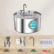 3.2L/108oz 304 Stainless Steel Automatic Pet Water Fountain, Ultra-Quiet Water Pump With Triple Filtration, Suitable For Cats, Kittens And Puppies Indoor Drinking Fountain - 3.2L Cat Water Fountain 6Filter With 6 Filter - View 10