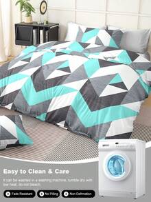 3pcs Geometric Pattern Duvet Cover Set (1 Duvet Cover And 2 Pillow Shams), Soft And Skin-Friendly, Suitable For All Seasons - Multicolor - View 10