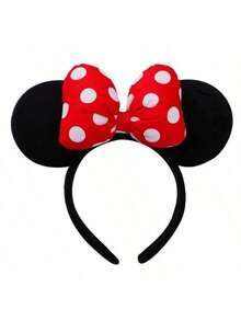 Disney 1pc Women's Mickey Minnie Mouse Ear Headband With Bow Design Princess Decoration Party Birthday Carnival Hair Accessory Gift (Some Accessories May Be Random) - View 9