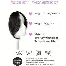 2pcs Side Bangs Synthetic Hair Extensions, Easy Clip-On Ombre Bangs, Natural Seamless Synthetic Hair Bangs, Suitable For Women And Girls - Multicolor - View 3
