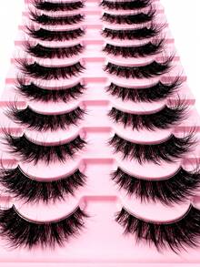 LYBCG Transparent Stem 8D Clusters False Eyelashes Natural Cat Eye Lashes Wispy Eyelashes 22mm False Eyelashes Wispy Lash Strips 3D Volume Fake Eyelash Thin Cotton Band Soft Eye Lash Pack 10 Pairs  Reusable Lash Clusters - 黑色 - 查看 9