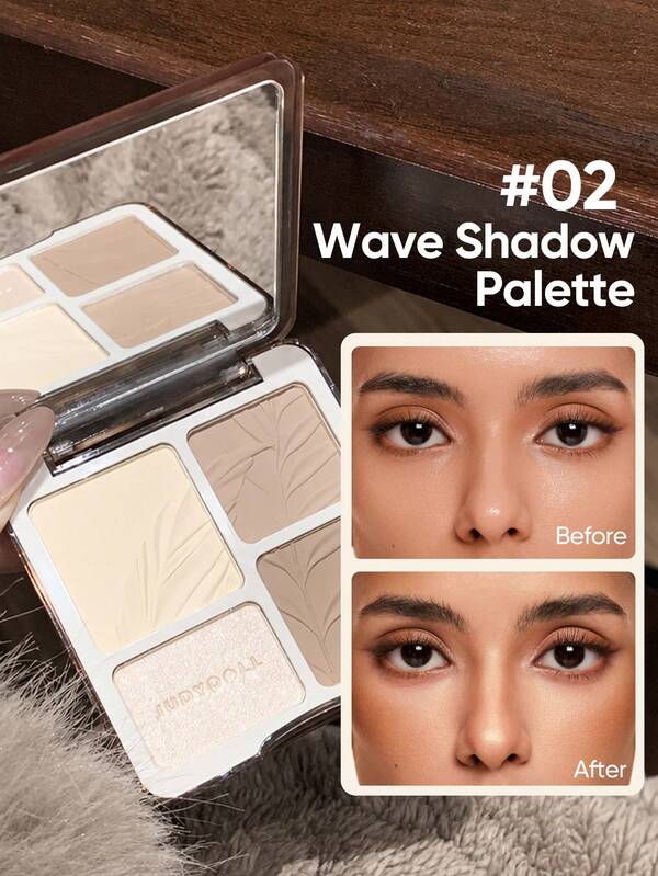 JUDYDOLL Paleta 2 en 1 de Iluminador y Contorno, 9g, Paleta de Rubor Mate y Brillante, Sombreado y Iluminación Multiusos para el Rostro, Adecuada para Principiantes, Uso Personal o Regalo, Aplicable para Diversos Maquillajes, Fiestas, Bodas y Ocasiones
