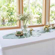 24 Stücke künstliche tropische Palmblätter, hawaiianische tropische Blatt-Tischsets, verschiedene Größen, geeignet als Tischdekoration für den Esstisch, Dschungel-Strand-hawaiianische Tropenparty-Dekoration, Sommerdekoration, Aloha-Party-Zubehör, Sommer-Strandparty-Dekoration, hawaiianische Camping-Tischdekoration, Flamingo-Party-Zubehör, wilde Geburtstags-Party-Zubehör, tropische Dschungel-Dekorationszubehör, Sommer-Heimdekoration, Küchendekoration, Tischdekoration - mehrfarbig - Übersicht 3