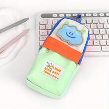 1pc Back To School Student Stationery Storage Bag, Colorblock Face Embroidered Backpack Shape, Large Capacity Waterproof Pencil Case, Foldable Portable Organizer For School And Office, Star Pencil Pouch, Multi-Function Pencil Box Storage Bag For Elementary School Girls - Multicolor - View 10