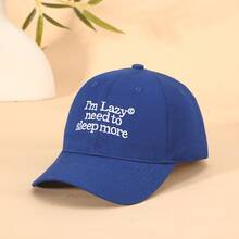 1pc Retro Letter Embroidered Baseball Cap For Women, Summer Wide Brim, Flattering Face, Versatile Cap - I'm Lazy - View 3