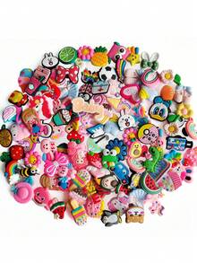 10pcs/20pcs/30pcs/50pcs/100pcs Random Style Shoe Charms, Fashionable Cute Cartoon Design Shoe Charms, Compatible With Clogs Random Style Decorative Buckles (Random Style: Various Styles, Uncertain, Only Partial Images Shown). Please Select Quantity Based On Your Needs, Patterns Are Random. - Multicolor - View 4