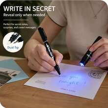 Dual Tip UV Pen 0.7mm&1.5mm,Waterproof, Anti-Fading UV Marker Pens Write On Paper, Leather, Wood, Leather, Plastic, Cloth, Ceramics, Glass, And Metal. Most Surfaces, Back To School - A - View 7