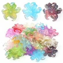 20pcs/Pack Iris Flower Cap Acrylic Mixed Color Iridescent 3D Petal 37X44mm Ethereal Elegant Faux Bead Cap Pendant Spacer Beads DIY Phone Charm Keychain Decorative Accessories - Iris Receptacle - View 4