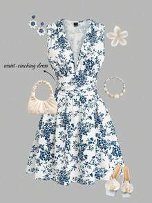 EMERY de verano estampado tejido para vacaciones - Azul - Ver 1
