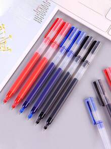 3pcs/6pcs Large Capacity High-Capacity Neutral Pens, 0.5mm Carbon Bullet Tip, Smooth Water-Based Ink Pens For Signing And Solving Problems, Student Office Carbon Pens For Exams - Multicolor - View 2