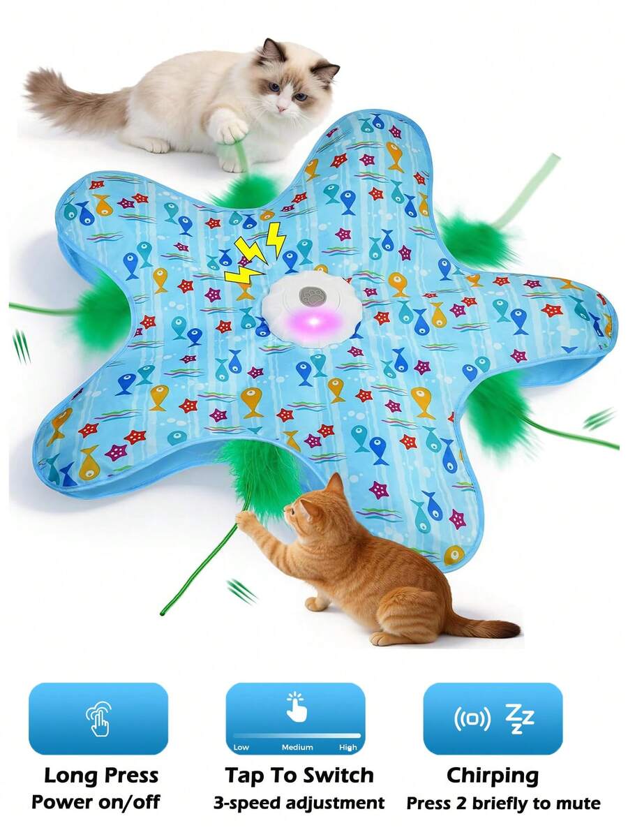 Interactive Cat Toys With Feather Stick Hide And Seek Simulated Motion Of Real Prey Animal Sounds Fun & Interactive Play Game Pet Toy - 霧霾藍 - 查看 1