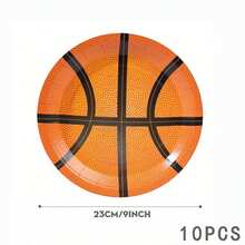 7/9 Inch Basketball Theme Paper Plates, Napkins, Party Supplies - Disposable Basketball Tableware Set, Sports Fan Birthday Party Decorations - Multicolor - View 10
