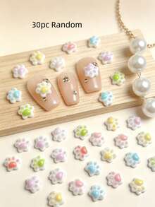 10-100件 10*10mm 極光幻彩貓爪樹脂美甲飾品 可愛3D美甲裝飾 - 彩色 - 查看 17