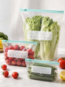 1/10/15/20/45pcs Reusable Airtight Food Storage Bags, Kitchen Accessories, Thickened PE Zipper Freezer Bags, Microwave Friendly Blue Transparent Fresh Keeping Storage Bags For Kitchen Storage Organizer, Snacks, Fruits & Vegetables - Multicolor 2 - View 9