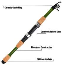 KecchKrezing 1.8m/5.9ft Lightweight Telescopic Fishing Rod, Green Portable Fishing Pole With Ceramic Guides, Suitable For Casual Anglers - Green - View 5