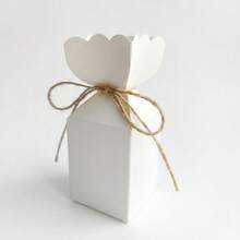 KEXINGYIYI 12/24pcs Unique Petal-Cut Kraft & White Vase Box, Romantic Wedding Favor Box, Party Gift Packaging Box With Twine - Yellow - View 9