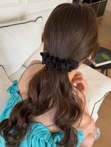 4pcs/1pc Ruffled Chiffon Banana Hair Clips, Summer Outfit Hair Accessories, Sheer Fabric Design For Women,Claw Clips - Multicolor - View 8