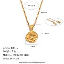 S SHOPBOHO 1pc 18K Gold Plated Stainless Steel Birthstone Pendant Necklace, Hammered Texture Coin Pendant, Personalized Birthday Gift Jewelry For Her - Birthstone - View 10